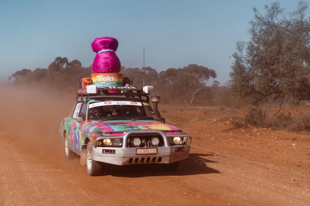 Variety bash car driving on remote track